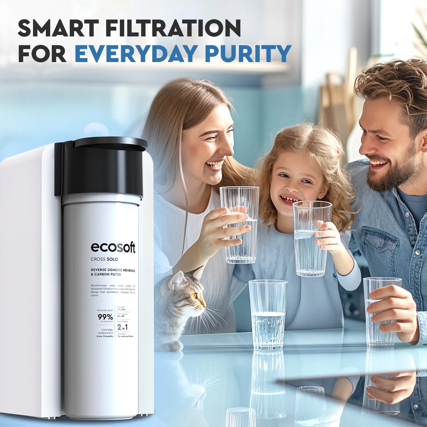 Ecosoft CROSS Solo direct flow reverse osmosis filter