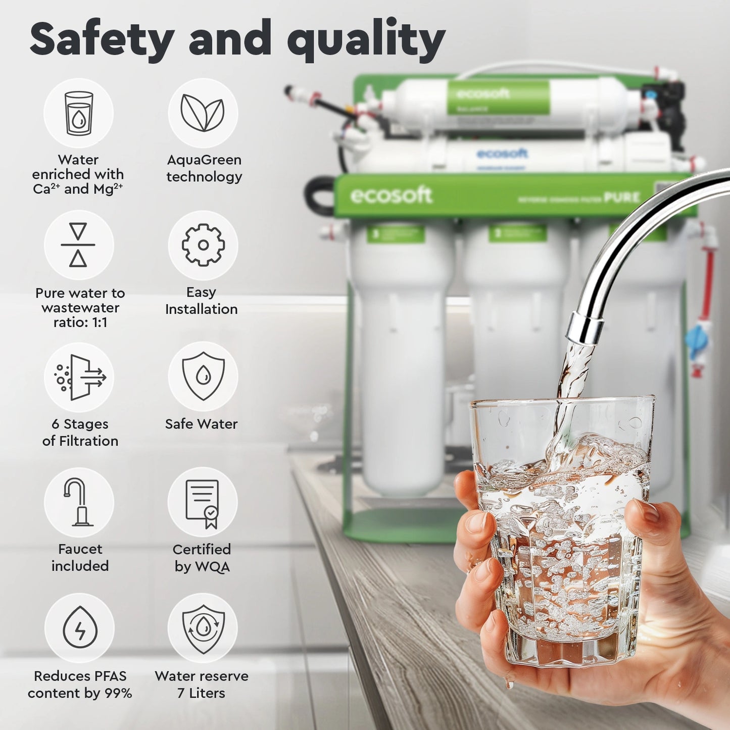 Ecosoft PURE Balance reverse osmosis filter with pump