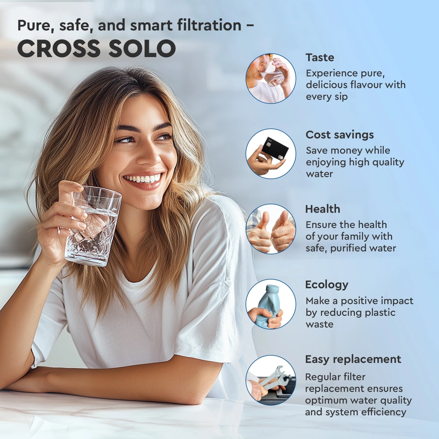 Ecosoft CROSS Solo direct flow reverse osmosis filter