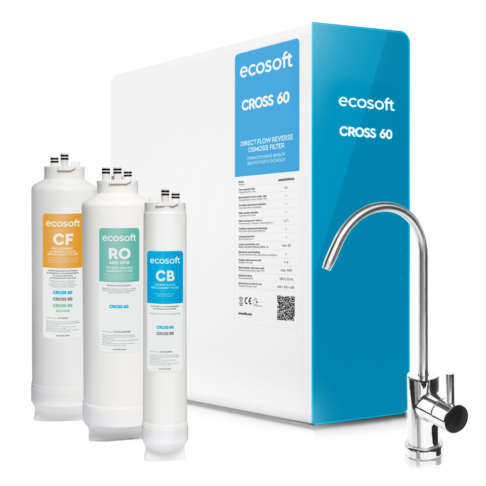 Ecosoft CROSS 60 direct flow reverse osmosis filter